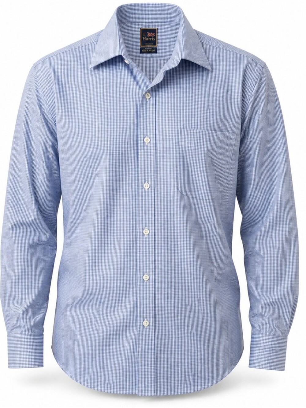 T. Harris London Men's Blue Checkered Dress Shirt.  Size Is 18.  34/35T. Harris